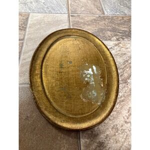 Chambers Italy Vintage Gold Gilt Wood Oval Vanity Tray Florentine 11.5x8.5